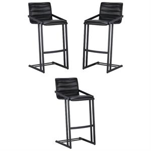Home Square Webber 30&quot Modern Barstool in Black Finish - Set of 3