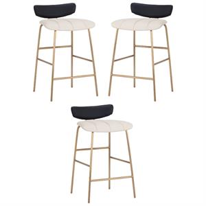 Home Square Lorelei 25.5&quot Counter Stool in Dillon Cream/Black - Set of 3