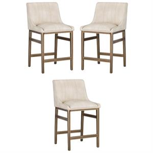 Home Square Halden 25.5&quot Counter Stool in Cream/Rustic Bronze - Set of 3