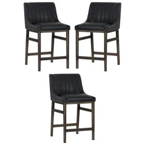 Home Square Halden 25.5&quot Counter Stool in Black/Rustic Bronze - Set of 3