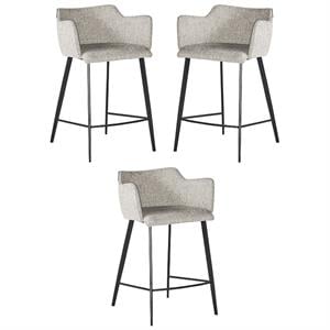 Home Square Griffin 26.25&quot Fabric Counter Stool in November Gray - Set of 3