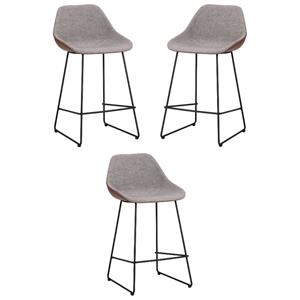 Home Square Mccoy 26.5&quot Fabric Counter Stool in Cinnamon Brown - Set of 3
