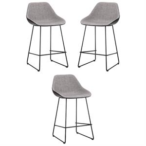 Home Square Mccoy 26.5&quot Fabric Counter Stool in Nightfall Black - Set of 3