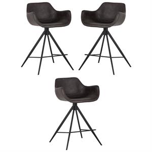 Home Square Owen 26&quot Modern Swivel Counter Stool in Town Gray - Set of 3