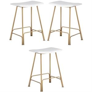 Home Square Azai 25.5&quot Modern Counter Stool in Dillon Snow/White - Set of 3