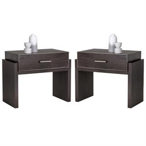 Home Square Patsy 31&quot Rectangular Modern Wood Nightstand in Brown - Set of 2