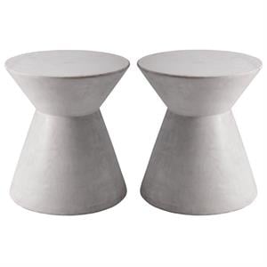Home Square Astley 17.5&quot Modern Sealed Concrete End Table in White - Set of 2