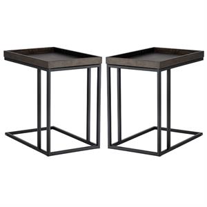 Home Square Arden 23.5&quot Wood End Table in Black/Charcoal Gray - Set of 2