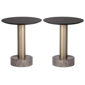 Home Square Monaco 17.75&quot Wood End Table in Gray/Charcoal Gray - Set of 2