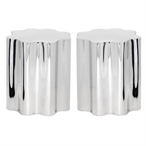 Home Square Dahlia 18&quot Stainless Steel Side Table in Silver - Set of 2