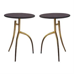 Home Square Trent 19.75&quot Side Table with Stainless Steel in Black - Set of 2