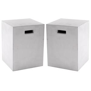 Home Square Castor 13.75&quot Square Shaped Modern End Table in White - Set of 2