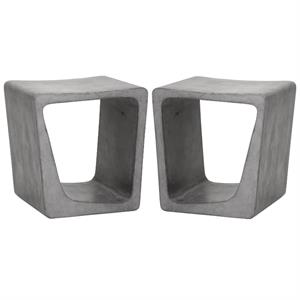 Home Square Darwin 19&quot Concrete Irregular-shaped End Table in Gray - Set of 2