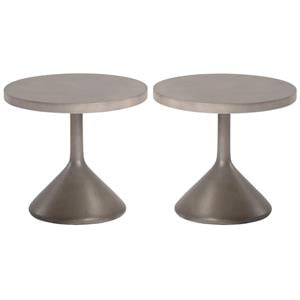Home Square Adonis 17.5&quot Concrete End Table with Round Top in Gray - Set of 2