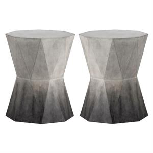Home Square Prism 19&quot End Table with Hand-sprayed Ombre in Gray - Set of 2