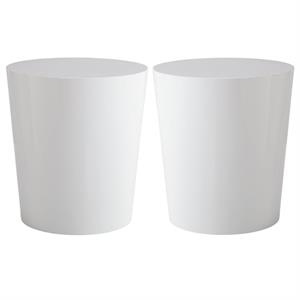 Home Square Montague 20&quot Wood End Table in High Gloss White - Set of 2