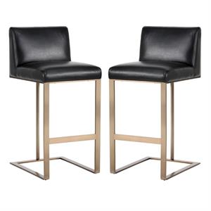 Home Square Dean 30&quot Barstool in Antique Brass/Cantina Black - Set of 2