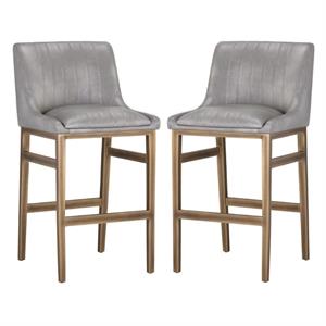 Home Square Halden 29.5&quot Modern Barstool in Gray/Rustic Bronze - Set of 2