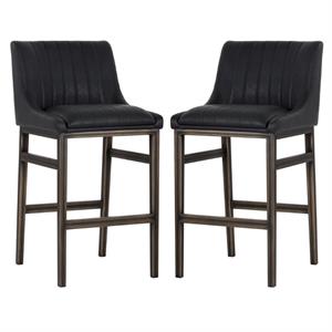 Home Square Halden 29.5&quot Modern Barstool in Black/Rustic Bronze - Set of 2