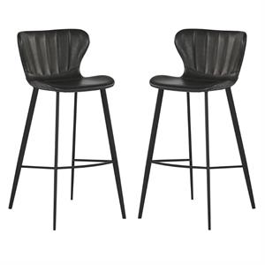 Home Square Arabella 30&quot Modern Fabric Barstool in Gray - Set of 2