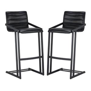 Home Square Webber 30&quot Modern Barstool in Black Finish - Set of 2