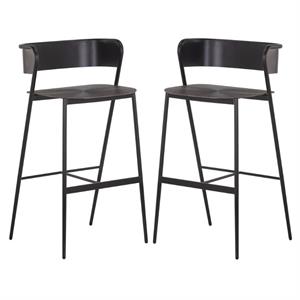 Home Square Keanu 29.5&quot Modern Aluminum and Iron Barstool in Gray - Set of 2