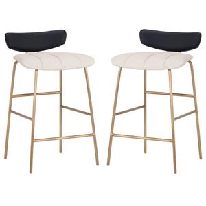 Home Square Lorelei 25.5&quot Counter Stool in Dillon Cream/Black - Set of 2