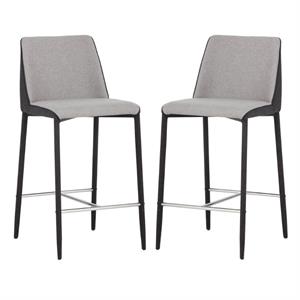 Home Square Renee 26&quot Modern Fabric and Metal Counter Stool in Gray - Set of 2