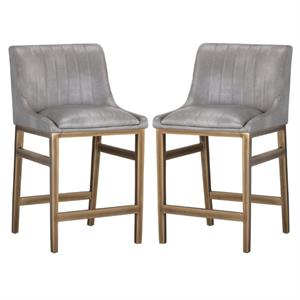 Home Square Halden 25.5&quot Counter Stool in Gray/Rustic Bronze - Set of 2