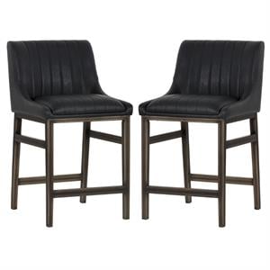 Home Square Halden 25.5&quot Counter Stool in Black/Rustic Bronze - Set of 2