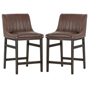 Home Square Halden 25.5&quot Modern Counter Stool in Brown/Rustic Bronze - Set of 2