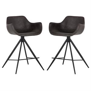 Home Square Owen 26&quot Modern Swivel Counter Stool in Town Gray - Set of 2