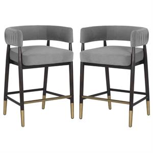 Home Square Callem 27.5&quot Fabric Counter Stool in Antonio Charcoal - Set of 2