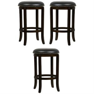 Home Square Cordova 24&quot Swivel Bar Stool in Cappuccino - Set of 3