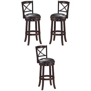 home square georgia 24&quot swivel counter stool in dark cherry - set of 3