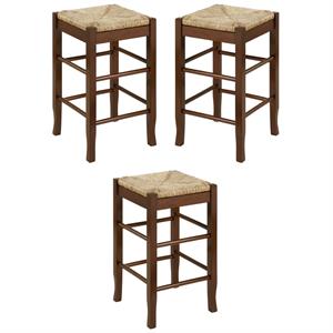 Home Square Sq Rush 24&quot Stationary Counter Stool in Cappuccino - Set of 3