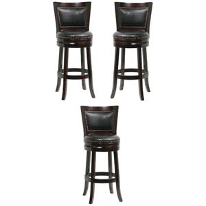 Home Square 29&quot Bristol Swivel Bar Stool in Cappuccino - Set of 3