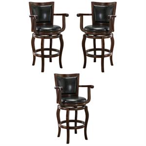 Home Square 29&quot Jones Memory Swivel Bar Stool in Cappuccino - Set of 3