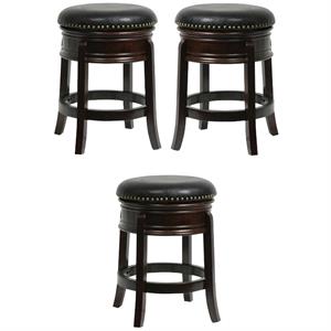 Home Square 24&quot Hamilton Swivel Bar Stool in Cappuccino - Set of 3