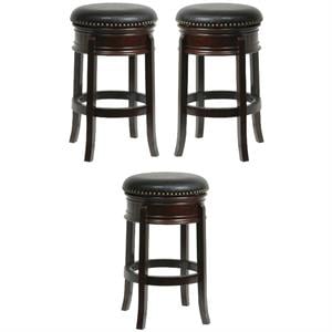 Home Square 29&quot Hamilton Swivel Bar Stool in Cappuccino - Set of 3