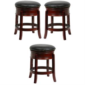 Home Square 24&quot Hamilton Swivel Bar Stool in Cherry - Set of 3