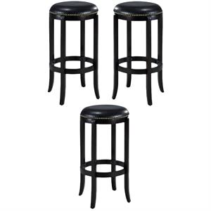 Home Square Cordova 29&quot Swivel Bar Stool in Black - Set of 3