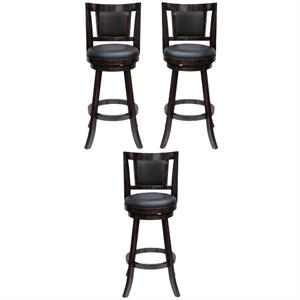 Home Square Avianna 29&quot Swivel Bar Stool in Cappuccino Finish - Set of 3