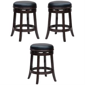 Home Square 24&quot Faux Leather Counter Height Stool in Cappuccino - Set of 3