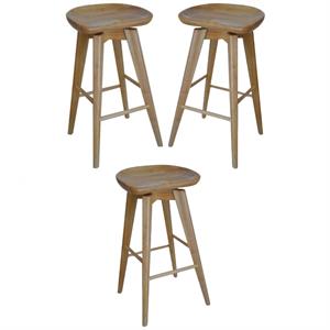 Home Square 29&quot Bali Swivel Stool in Natural Finish - Set of 3