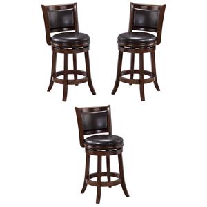 Home Square Augusta 24&quot Counter Stool in Cappuccino and Dark Brown - Set of 3