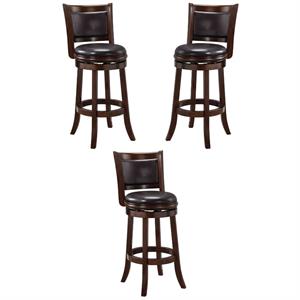 Home Square Augusta 29&quot Swivel Bar Stool in Cappuccino and Dark Brown - Set of 3
