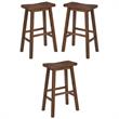 Home Square Sonoma Saddle Barstool in Chestnut Wire-Brush - Set of 3