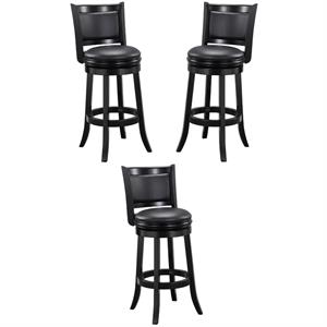 Home Square Augusta 29&quot Swivel Bar Stool in Black - Set of 3