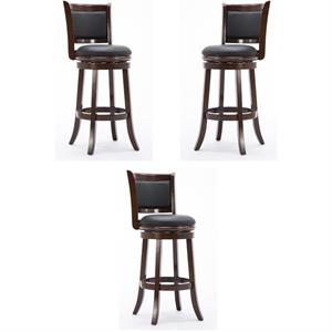 Home Square Augusta 29&quot Swivel Bar Stool in Cappuccino - Set of 3